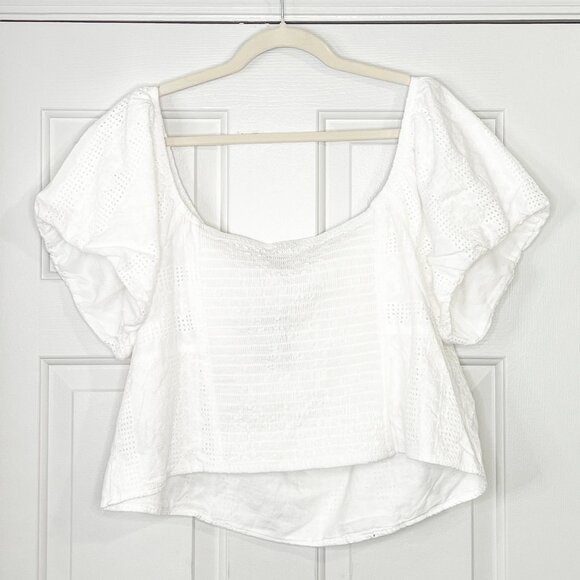 Torrid Eyelet Cotton Keyhole Off Shoulder Crop Top - Picture 7 of 7